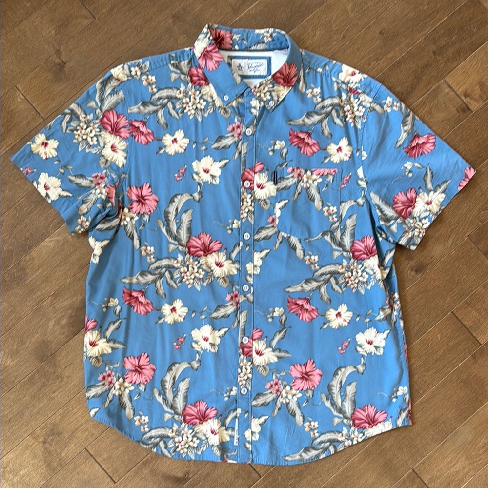 Original Penguin Blue Floral Men's Shirt. XL.